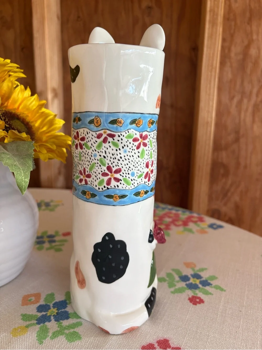 Vintage Susan Paley Catrina Cat Vase by Ganz Whimsical Folk Art 10